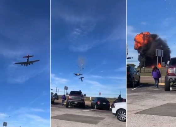 Dos aeronaves militares chocan en el aire durante una exhibición en Estados Unidos