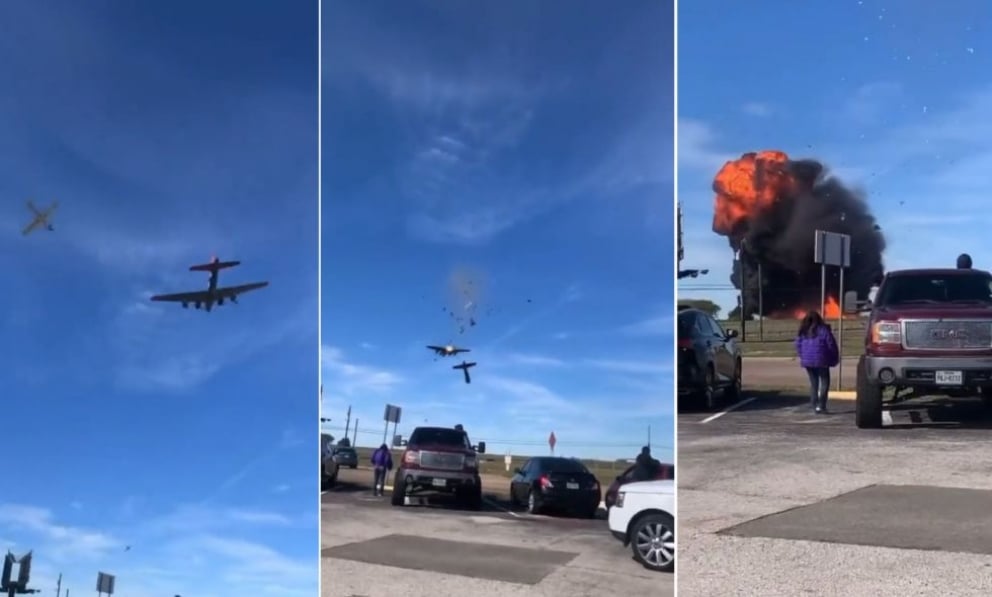 Dos aeronaves militares chocan en el aire durante una exhibición en Estados Unidos