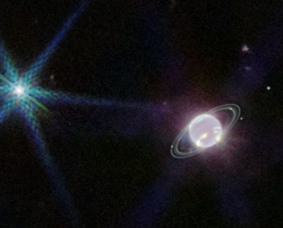 Neptuno y sus anillos captado por el telescopio James Webb