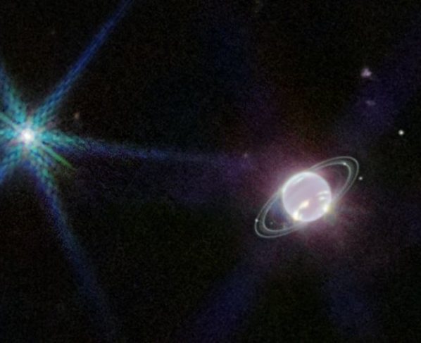 Neptuno y sus anillos captado por el telescopio James Webb