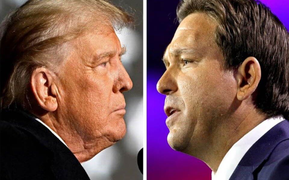 El expresidente Donald Trump llegó a Iowa pocos días después de que el gobernador de Florida, Ron DeSantis, visitara el estado clave de votación anticipada y se apoyara en algunas de las batallas de guerra cultural que han impulsado la fortuna política de su potencial rival presidencial.