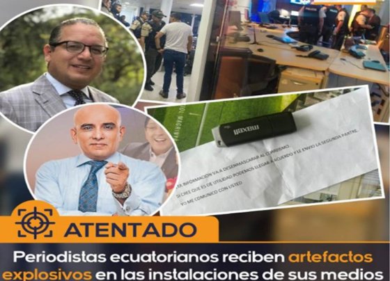 USB cargados con explosivos fueron enviados en sobres a Lenin Artieda, de Ecuavisa, Mauricio Ayora, de TC Televisión, y Milton Pérez, de Teleamazonas.