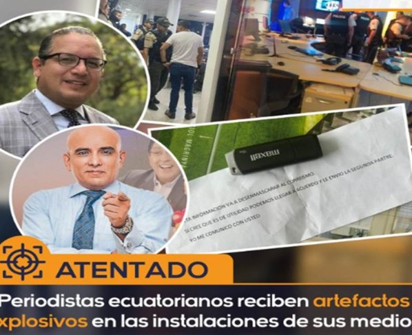 USB cargados con explosivos fueron enviados en sobres a Lenin Artieda, de Ecuavisa, Mauricio Ayora, de TC Televisión, y Milton Pérez, de Teleamazonas.
