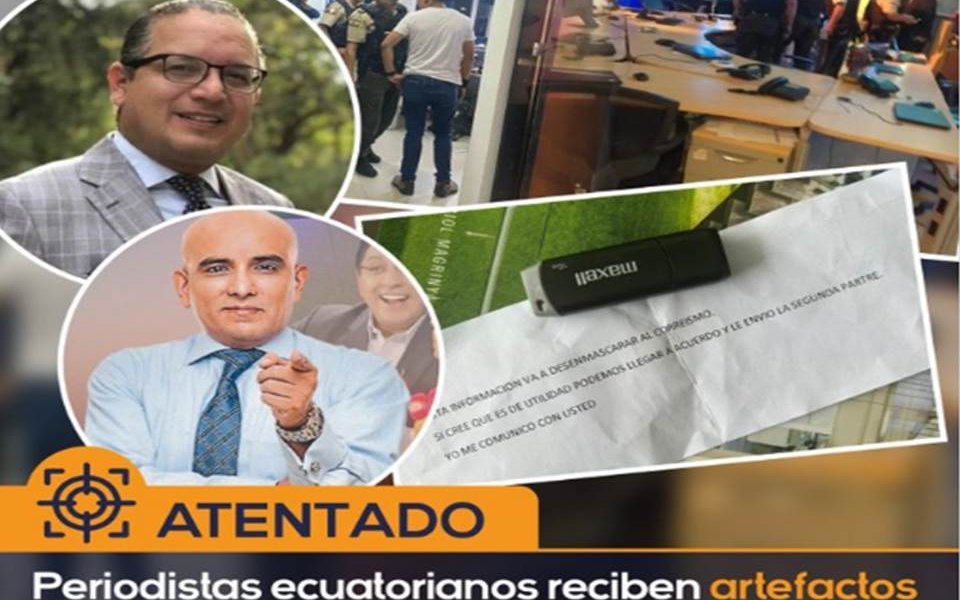 USB cargados con explosivos fueron enviados en sobres a Lenin Artieda, de Ecuavisa, Mauricio Ayora, de TC Televisión, y Milton Pérez, de Teleamazonas.