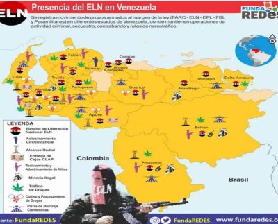 Fuentes de inteligencia así como la misión de la ONU en Venezuela han constatado la presencia en 10 municipios de cuatro estados por fuera de la región fronteriza. En la zona conocida como el Arco Minero del estado Bolívar.
