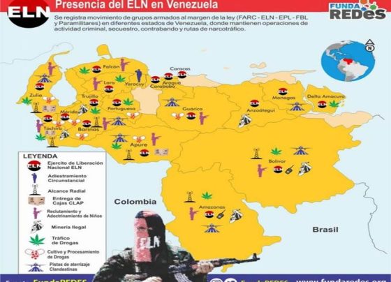 Fuentes de inteligencia así como la misión de la ONU en Venezuela han constatado la presencia en 10 municipios de cuatro estados por fuera de la región fronteriza. En la zona conocida como el Arco Minero del estado Bolívar.