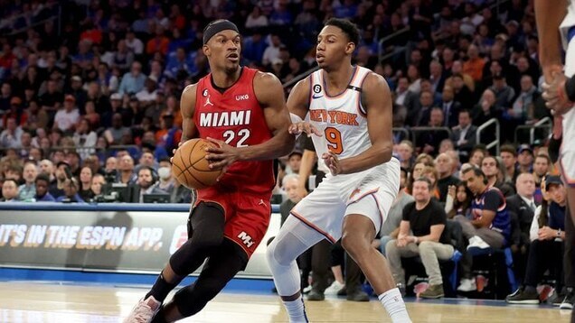 El equipo de Miami volvió a remontar, con un marcador 108 a 101 ante los Knicks de Nueva York en el primer partido de la Semifinal de la NBA.