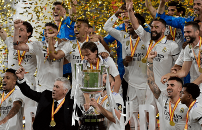 Real Madrid venció 2-1 a Osasuna, por la gran final de la Copa del Rey en el estadio de La Cartuja, Sevilla.