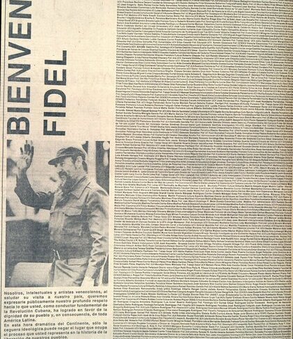 Conozca quienes firmaron la carta de bienvenida de Fidel Castro a Venezuela y el análisis político del autor acerca del impacto de Castro en la vida de Chávez y de toda Venezuela.