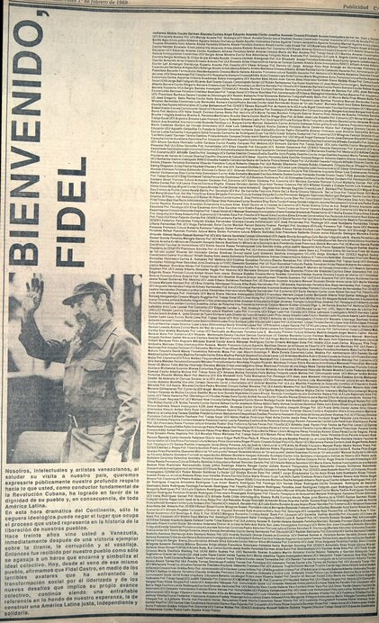 Conozca quienes firmaron la carta de bienvenida de Fidel Castro a Venezuela y el análisis político del autor acerca del impacto de Castro en la vida de Chávez y de toda Venezuela.