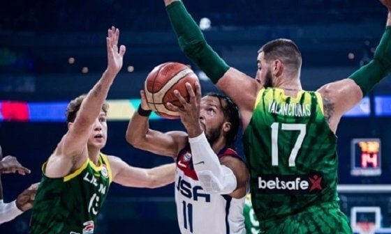 Lituania tuvo un primer cuarto fenomenal, para de esta manera doblegar al final a Estados Unidos con score de 110 a 104 en la segunda ronda del Mundial