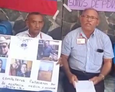 Un numeroso grupo de jubilados de Petróleos de Venezuela inició una huelga de hambre exigiendo su Fondo de Pensiones que fue timado por ex funcionarios.