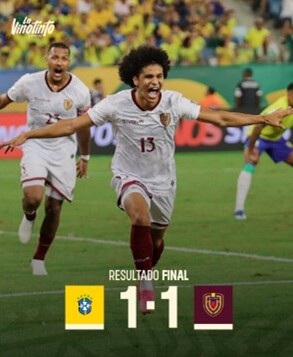 La Selección Vinotinto empató a uno ante Brasil en la tercera fecha de las eliminatorias Conmebol.