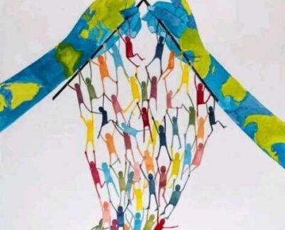 El mensaje que transmitió la niña a través de su obra es que todos los seres humanos estamos conectados, como un tejido.