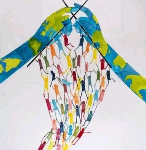 El mensaje que transmitió la niña a través de su obra es que todos los seres humanos estamos conectados, como un tejido.