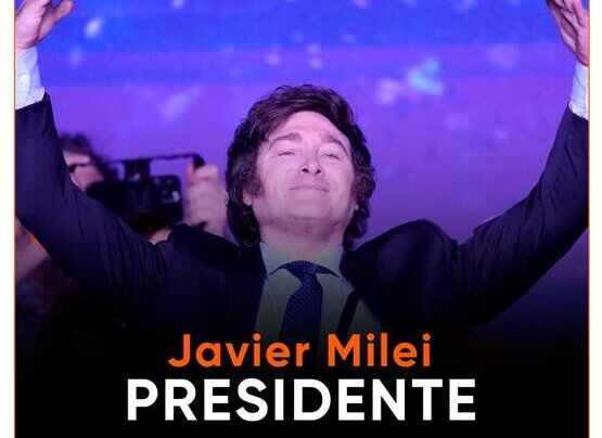 El candidato presidencial Javier Milei resultó electo presidente de Argentina con un 55,95% de los votos frente al 44,04% de los obtenidos por el candidato peronista, Sergio Massa quién felicitó a mi ley por su triunfo.