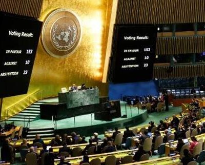 Asamblea General de la ONU aprobó resolución para exigir un cese del fuego en Gaza. La votación del órgano mundial de 193 países miembros fue de 153 a favor, 10 en contra y 23 abstenciones.