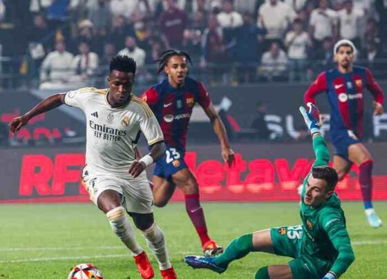 Real Madrid doblegó al Barcelona 4 -1. En la final de la Super Copa de España, con un Hattrick de Vinicius Jr y otro tanto de Rodrygo .
