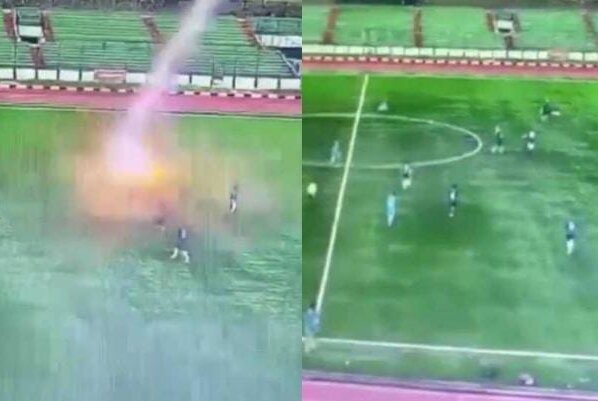 Rayo mata a jugador en pleno partido de fútbol. El incidente sucedió dentro del estadio Siliwangi en la ciudad de Bandung.