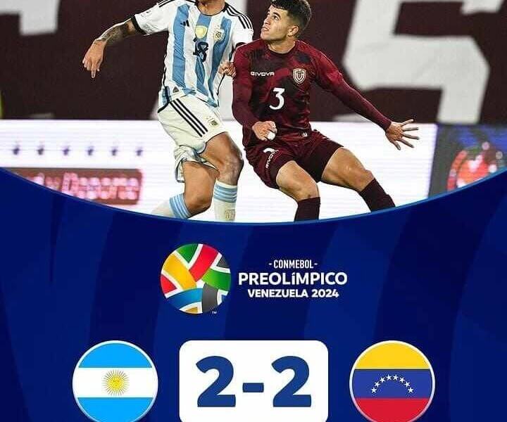 Venezuela empató en el último minuto a la Argentina. La Vinotinto Sub-23 en el inicio de la fase final del Torneo Preolímpico.