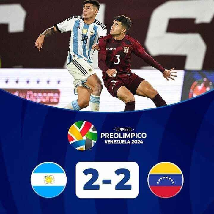 Venezuela empató en el último minuto a la Argentina. La Vinotinto Sub-23 en el inicio de la fase final del Torneo Preolímpico.