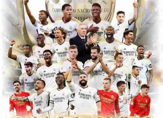El Real Madrid se proclamó este sábado 4 de mayo campeón de la liga de España, tras la derrota del FC Barcelona ante el Girona (4-2). Los merengues conquistan así la 36 liga de su historia, cuando faltan cuatro días para la final del campeonato.